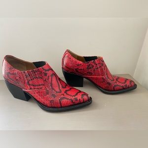 Chloe Rylee Python Print Red Black Ankle Boot size 36.5 or US 6.5